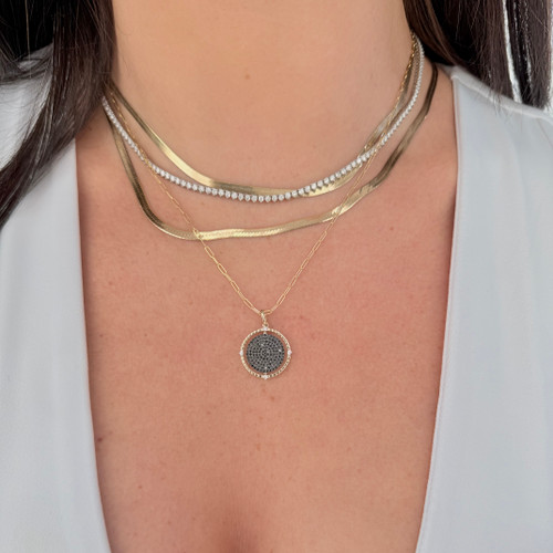 black diamond necklace, spinning diamond necklace, spinner jewelry, diamond necklace, unique diamond jewelry, unique diamond necklace