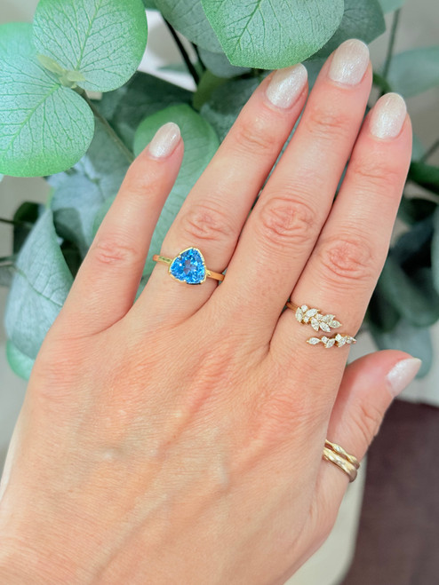 blue topaz ring, collet setting, collet ring setting, collet ring, unique blue topaz ring
