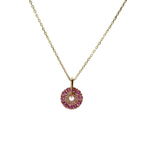 Spinning Pink Sapphire Disc Necklace- Small