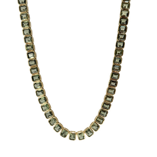 Bezel Set Green Sapphire Tennis Necklace- One of a Kind