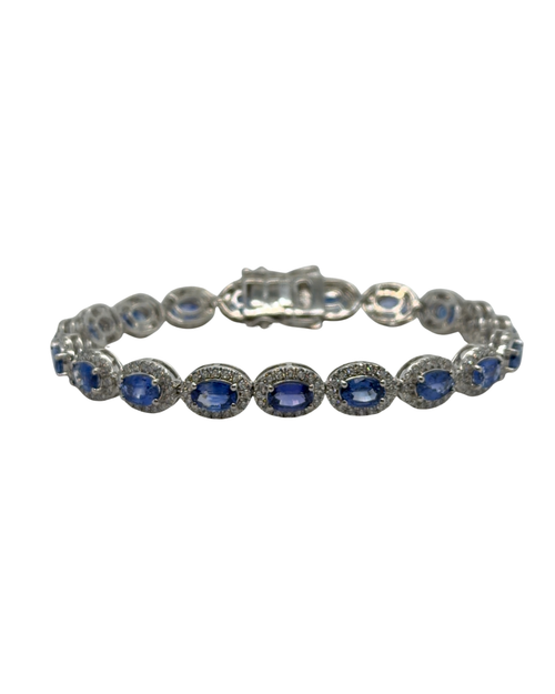 Platinum Blue Sapphire and Diamond Bracelet