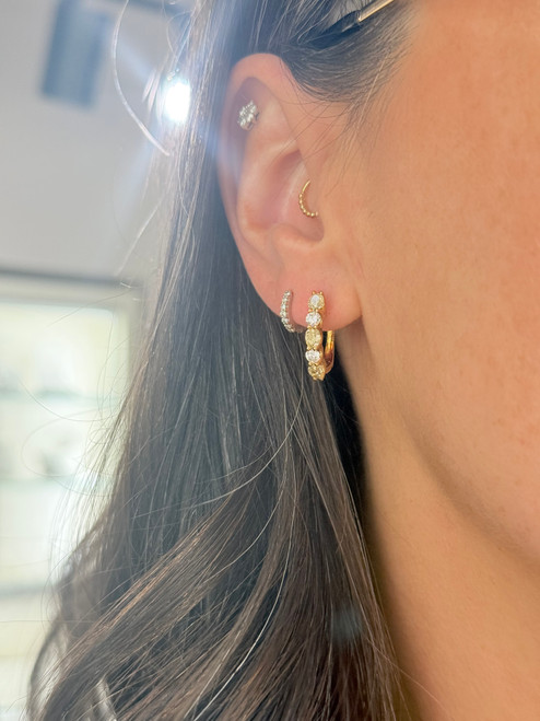 2cttw Yellow and White Diamond Hoops