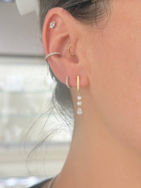 Laser Pierced Dancing Diamond Trio Earrings