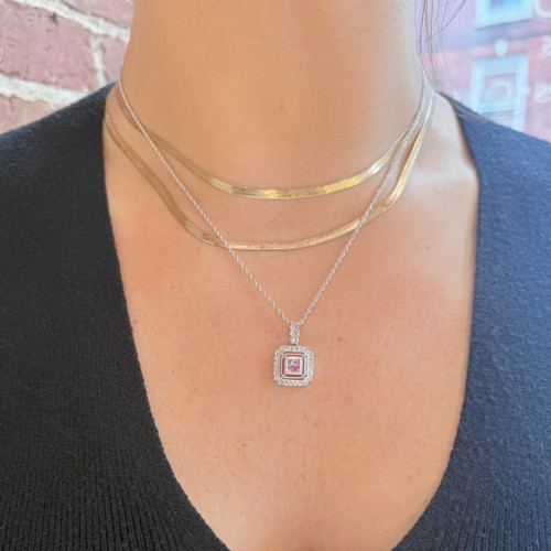 Princess Cut Pink Sapphire Pendant