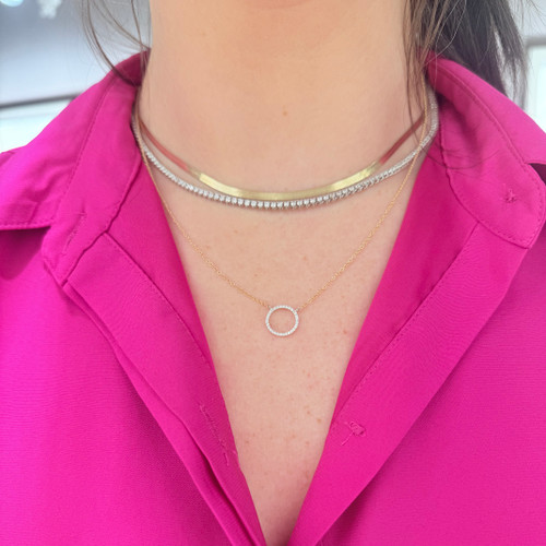 diamond circle necklace, open circle necklace, diamond necklace