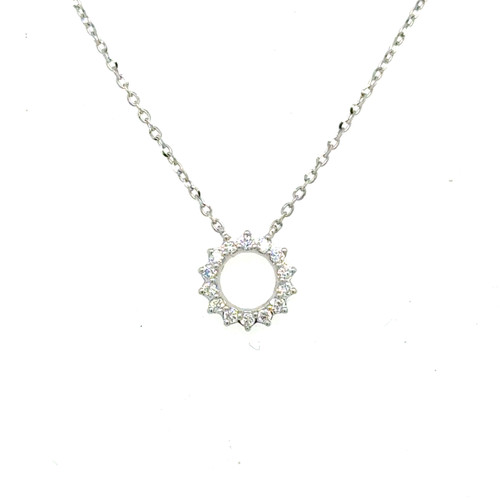 open circle diamond necklace, open circle diamond pendant