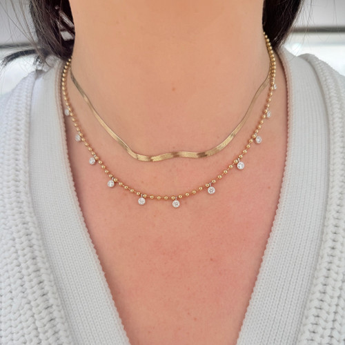 diamond necklace, diamond droplet necklace, unique diamond necklace