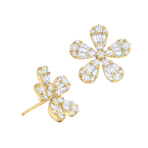 Large Diamond Flower Earrings