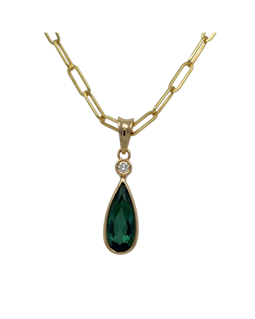 1.13ct Pear Shape Green Tourmaline Pendant