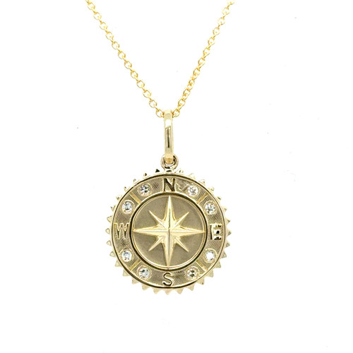 Compass Rose & Diamond Pendant