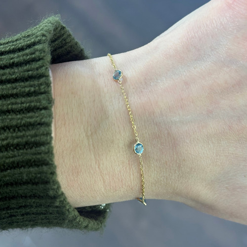 Blue Topaz Station Pendant