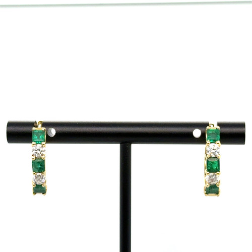 emerald earrings, emerald hoops, emerald jewelry, emerald and diamond earrings, emerald and diamond hoops, emerald and diamond jewelry