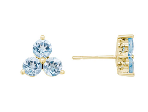Aquamarine Trio Studs