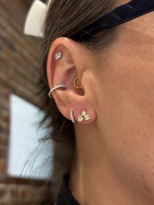 bezel set diamond studs, unique diamond studs, unique diamond earrings, bezel set diamond earrings, diamond cluster earrings, diamond cluster studs