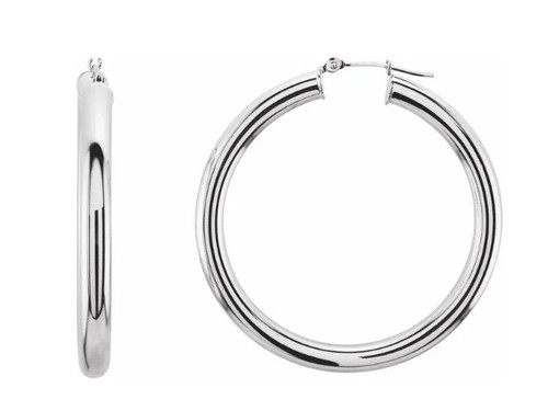 40x4mm Hoops- White Gold