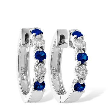 1/2cttw Sapphire and Diamond Hoops