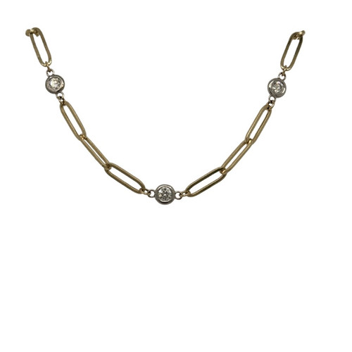 diamond bracelet, paper clip chain bracelet, unique diamond bracelet