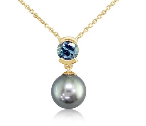 Tahitian Pearl & Montana Sapphire Pendant