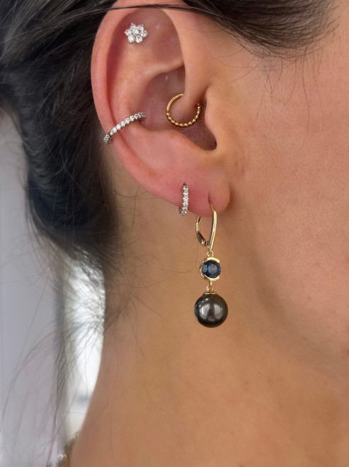 Tahitian Pearl & Montana Sapphire Earrings