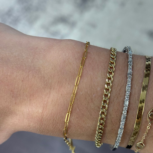 7" 18kt Yellow Gold Paperclip Bracelet