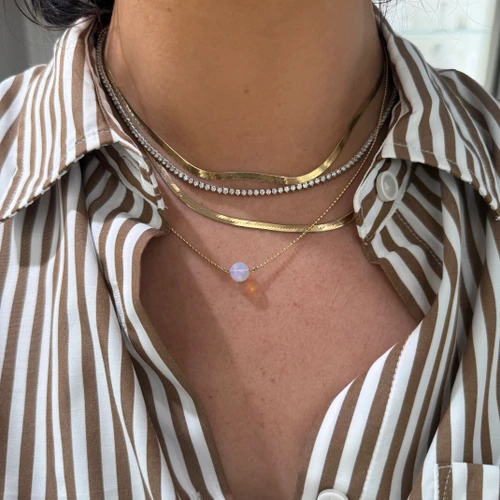 Opal Sphere Bead Chain Necklace