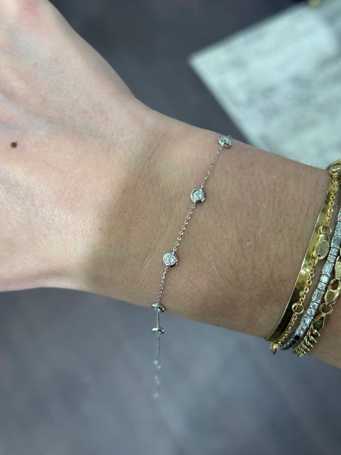 DIAMOND BRACELET, DIAMOND STATION BRACELET, DIAMOND BY THE YARD BRACELET