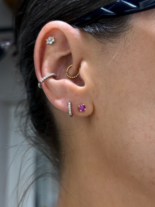 Ruby Studs- White Gold