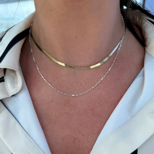 1.3mm Square Paper Clip Chain - Sterling Silver