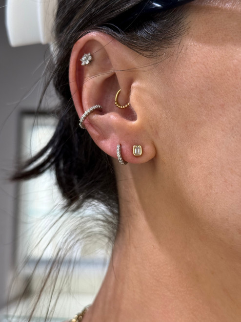 Mini Emerald Cut Diamond Studs