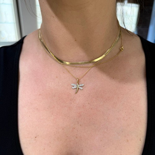 Pave Diamond Dragonfly Pendant