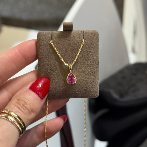 Pink Sapphire Bezel Necklace