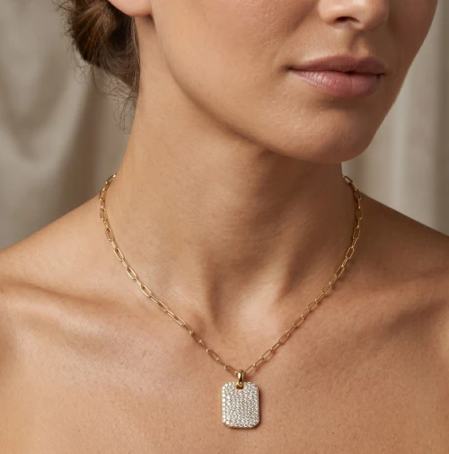 diamond dog tag, diamond necklace, diamond pendant, dog tag necklace