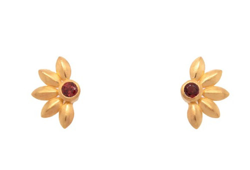 Garnet Flower Earrings