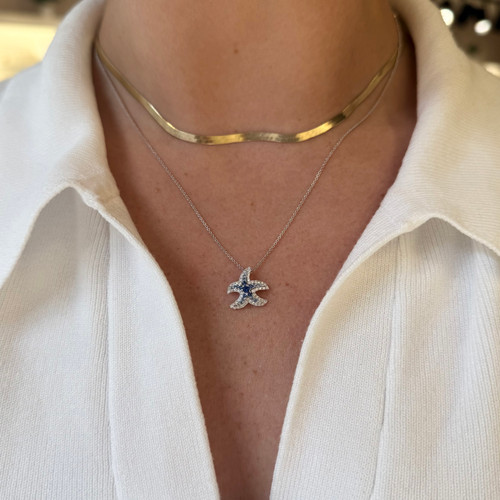 Sapphire and Diamond Starfish Necklace