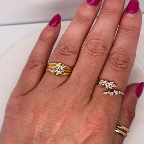 marquise diamond ring, marquise diamond band, unique diamond ring, unique engagement ring