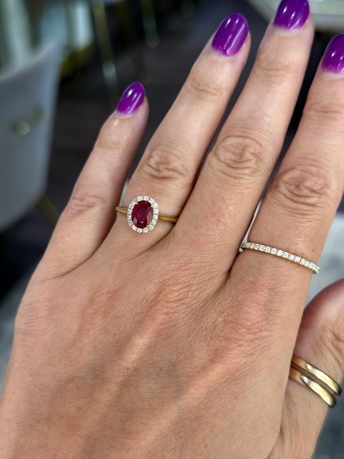 ruby ring, ruby and diamond ring, ruby and diamond halo ring
