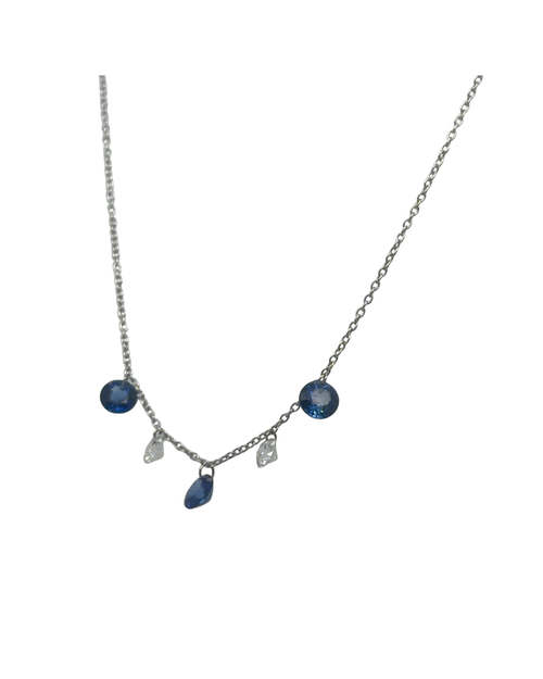 Floating Sapphire and Diamond "Fringe" Necklace