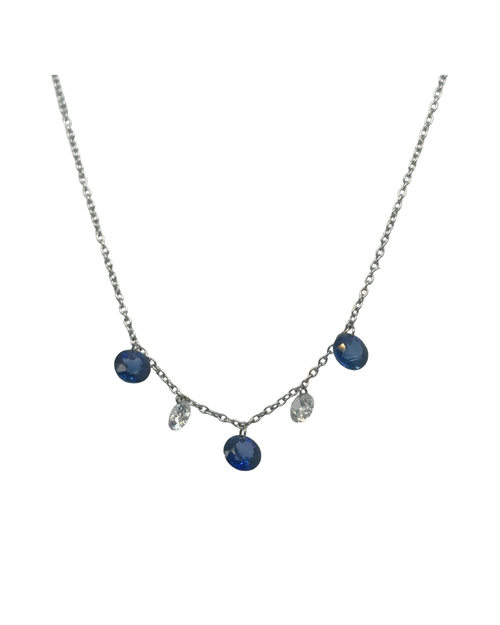 Floating Sapphire and Diamond "Fringe" Necklace