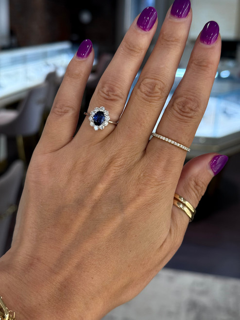sapphire and diamond ring, Princess Diana sapphire ring, Princess Diana ring, sapphire and diamond halo ring