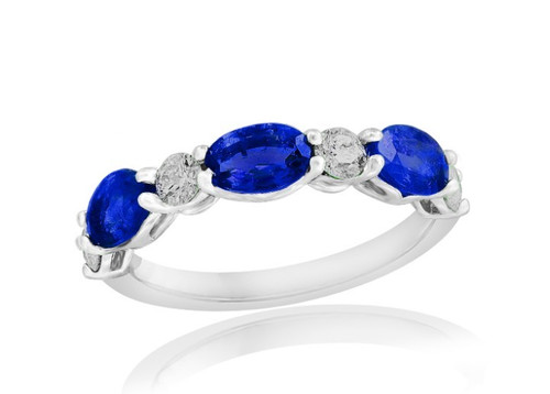 Alternating Oval Sapphire and Diamond Band