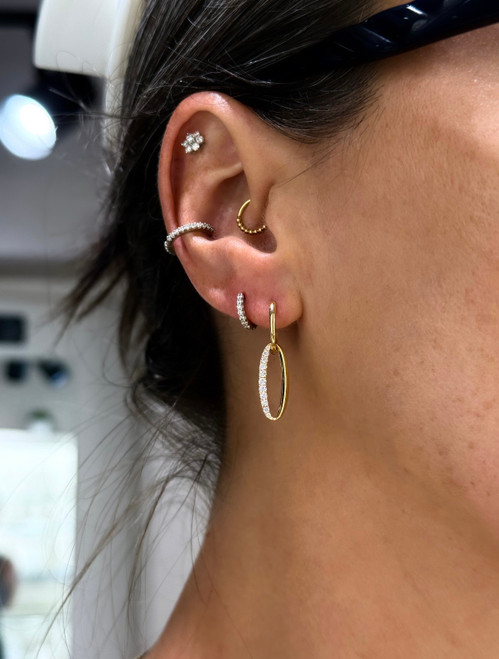 Oval Drop Diamond Earrings