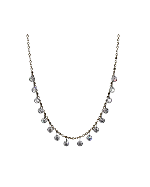 DIAMOND DANGLE NECKLACE, DIAMOND FRINGE NECKLACE, DIAMOND DROPLET NECKLACE, UNIQUE DIAMOND NECKLACE