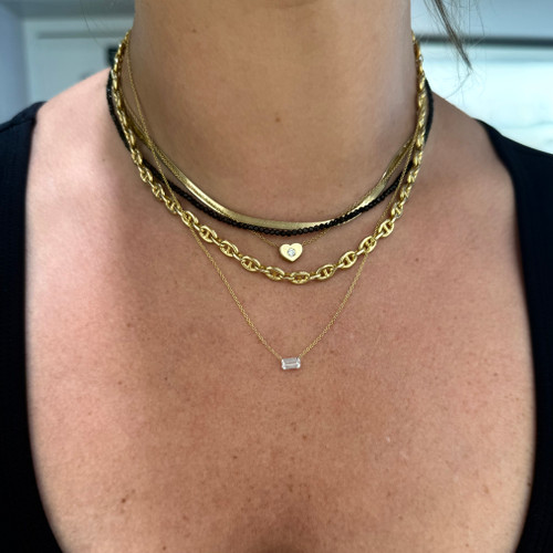 Floating Emerald Cut Diamond Solitaire Necklace
