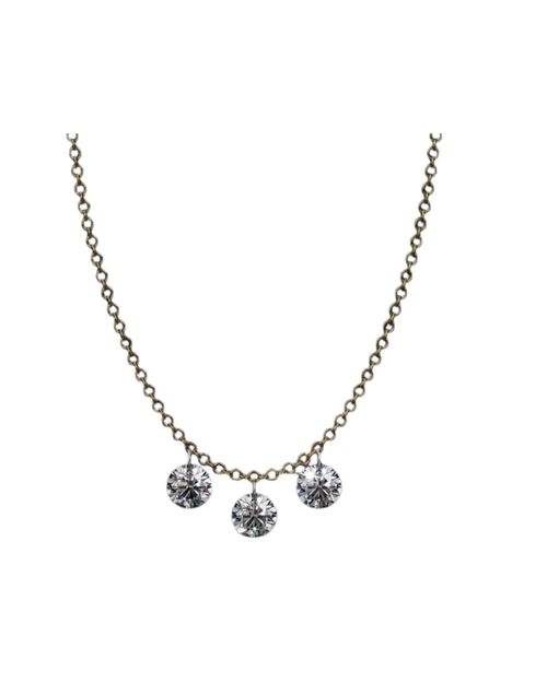 3 Stone Floating Diamond Necklace