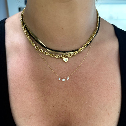3 Stone Floating Diamond Necklace