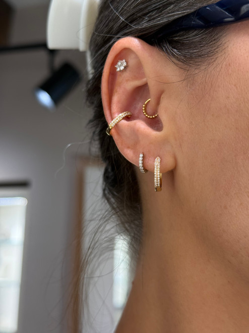 Knife Edge Diamond Hoops