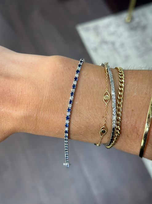 3 3/4cttw Sapphire and Diamond Tennis Bracelet