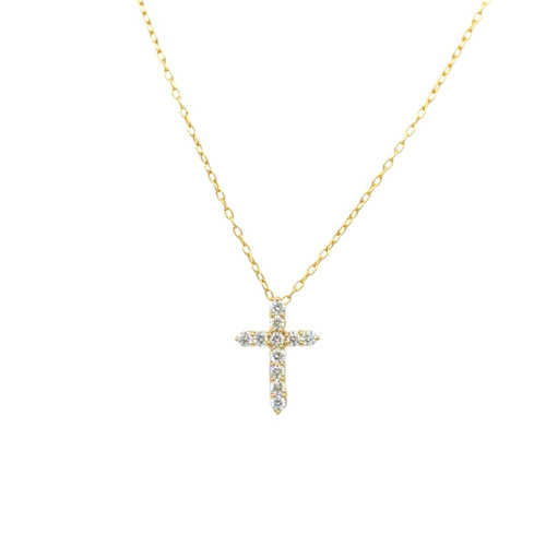 18kt Yellow Gold Diamond Cross Necklace