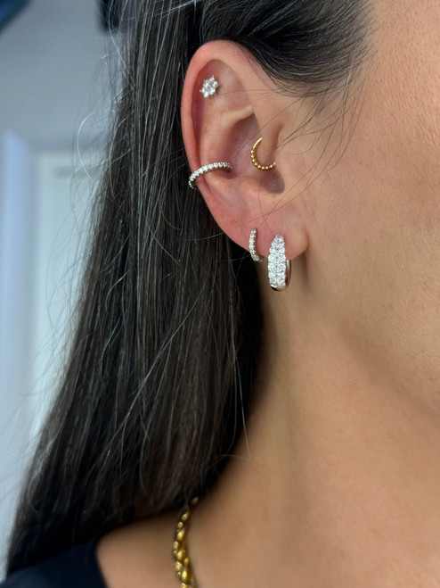 1cttw Pave Diamond Tapered Hoops