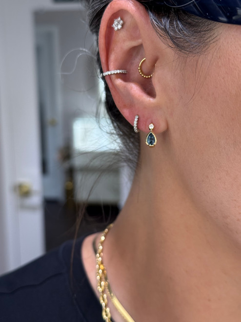 Montana Sapphire and Diamond Hoops